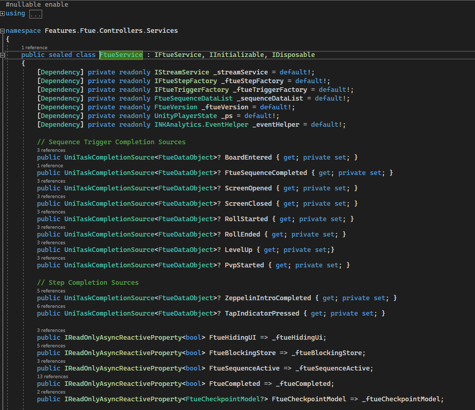 FtueService Class Code